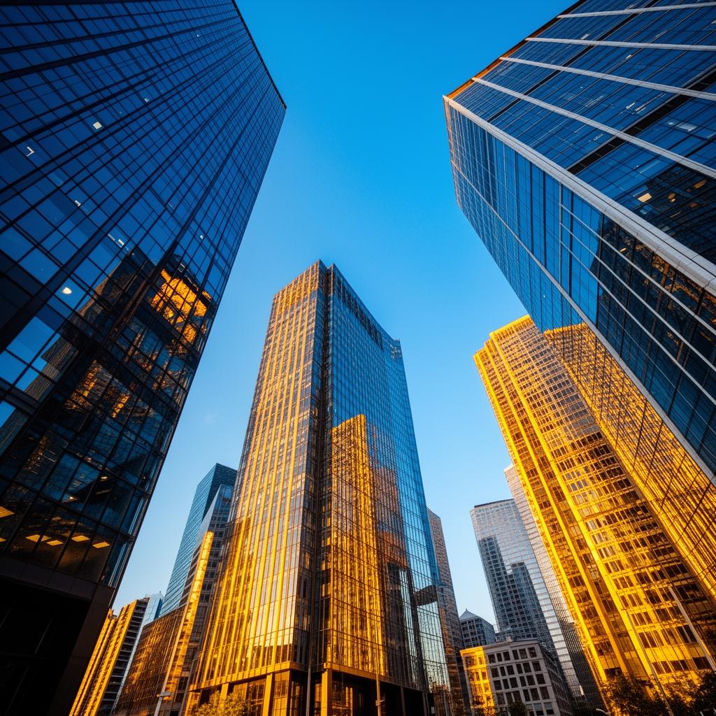 Sunlit financial district towers representing private equity opportunities